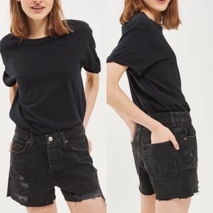 Topshop : Moto Ashley black denim shorts